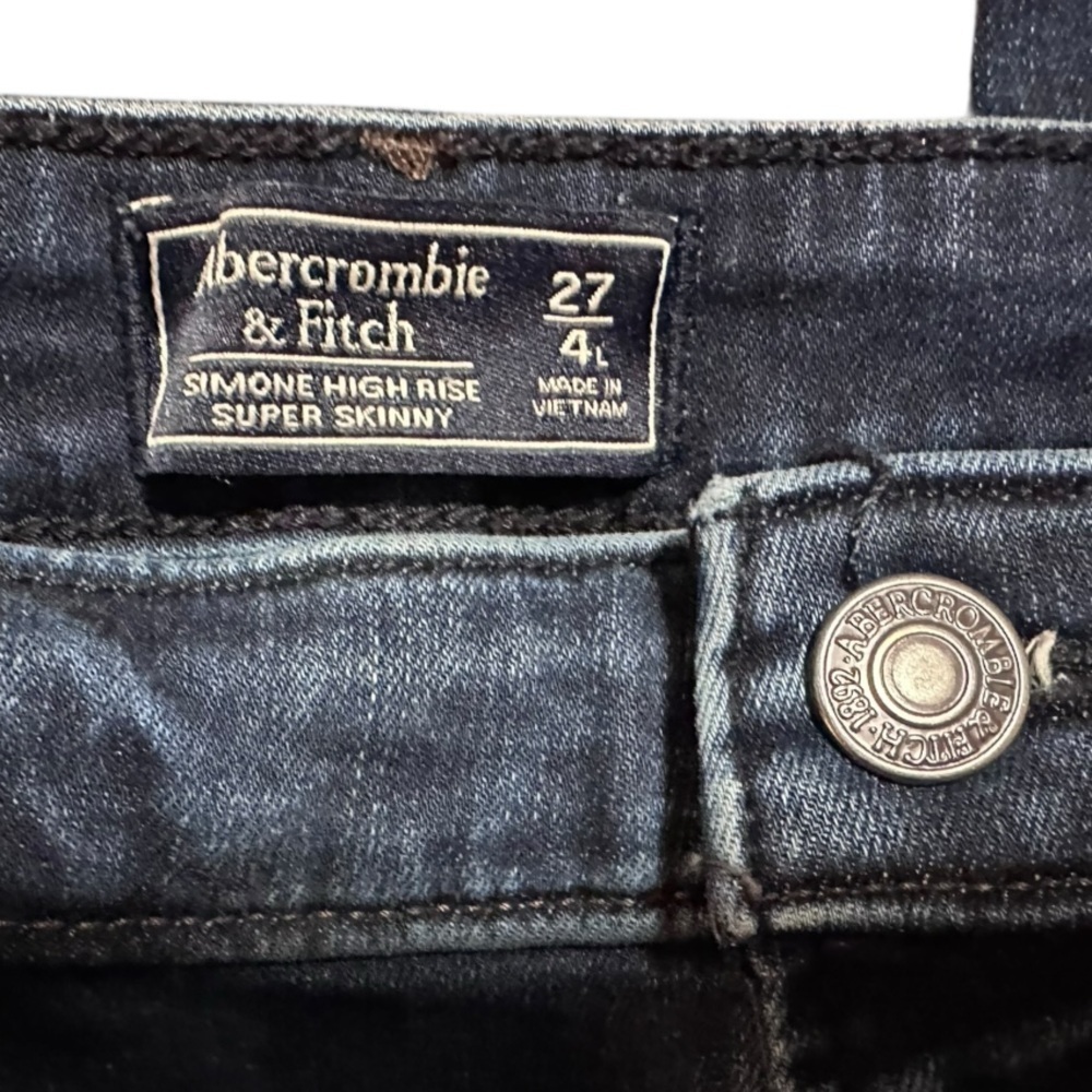 Abercrombie & Fitch Simone High Rise Super Skinny Jeans Dark Wash Size 27/4L - Picture 12 of 15